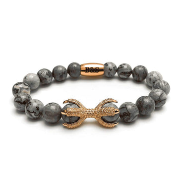 Man Bracelet - Mens Beaded Bracelets - Rose Gold Viking & Grey Stones Bracelet - Mens Bracelet Bracelet XS (14-15cm) Brother & Sisters